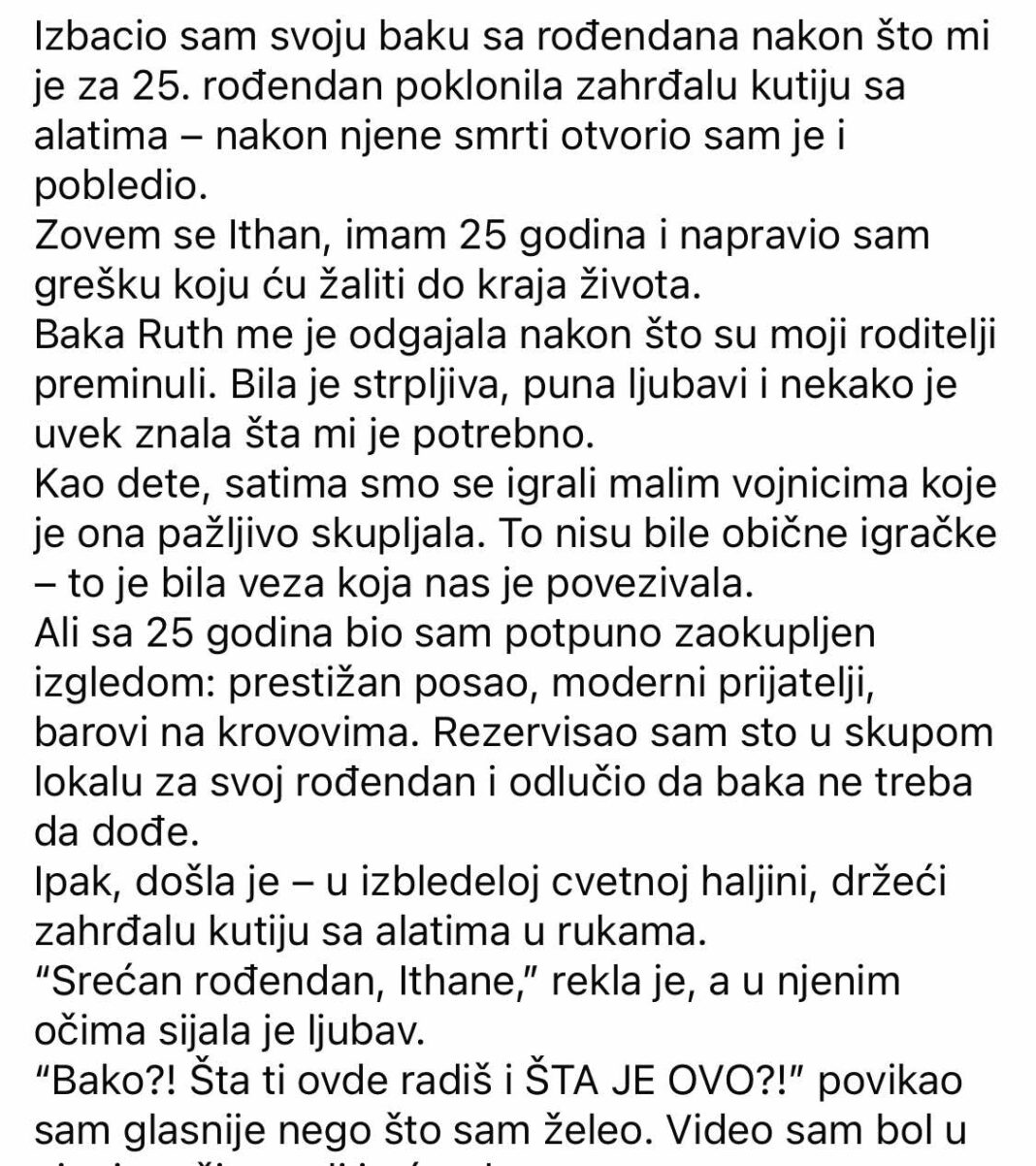 Za moj 25. rođendan baka mi je poklonila zarđalu kutiju sa alatom, koju sam odbio. Posle njene smrti otvorio sam je — i problijedeo. - featured image Za moj 25. rođendan baka mi je poklonila zarđalu kutiju sa alatom, koju sam odbio. Posle njene smrti otvorio sam je — i problijedeo. - featured image