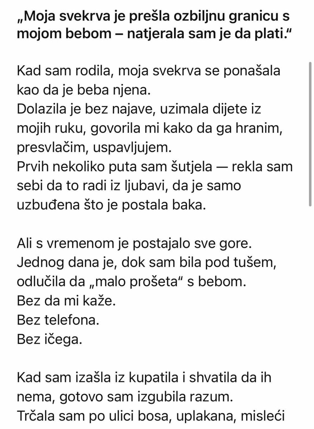„Moja svekrva je prešla ozbiljnu granicu s mojom bebom – natjerala sam je da plati.“ - featured image
