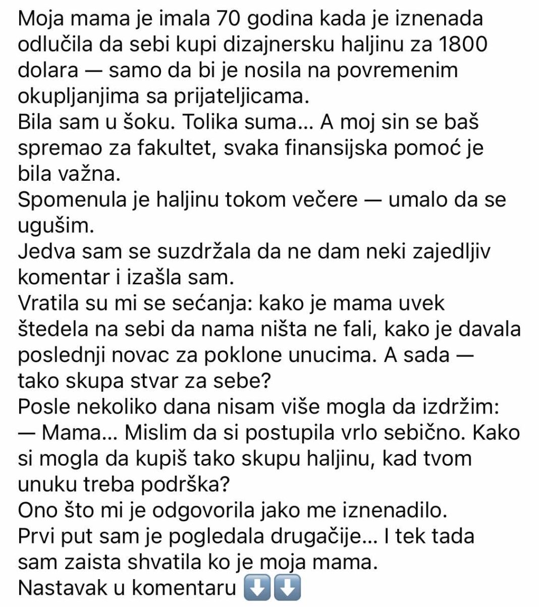 Moja 70-godišnja mama je potrošila svoju ušteđevinu na skupu haljinu — razlog me jako iznenadio. - featured image