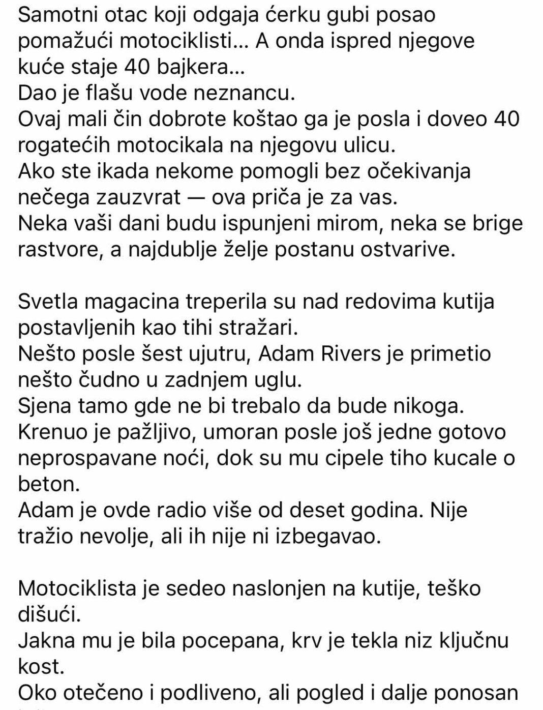 Otac koji sam odgaja ćerku gubi posao dok pomaže motociklisti… A onda se ispred njegove kuće zaustavlja 40 bajkera… - featured image