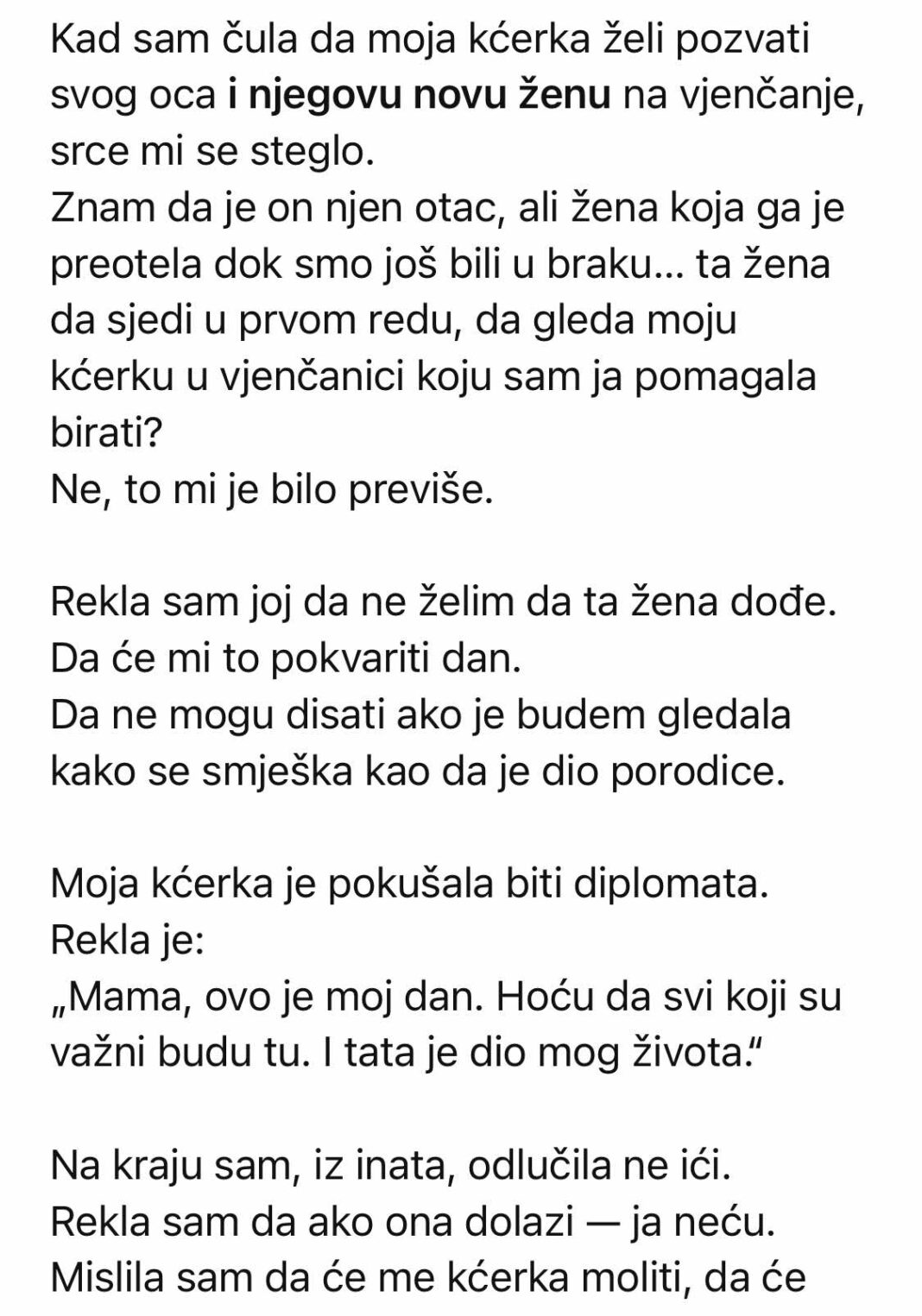 „Nisam željela da žena mog bivšeg bude na vjenčanju moje kćerke — rezultat je bio katastrofalan.“ - featured image