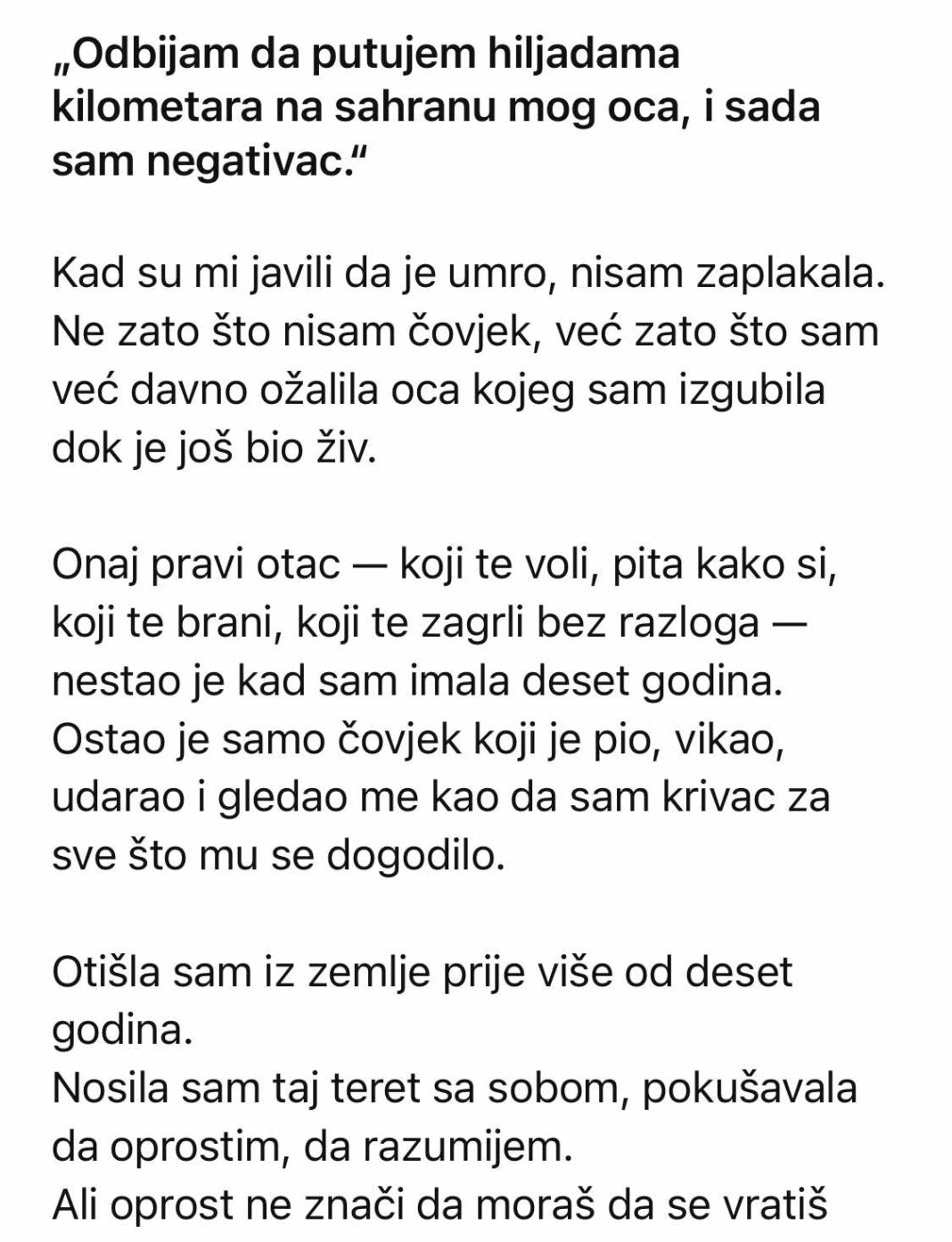 Odbijam da putujem hiljadama kilometara na sahranu mog oca, i sada sam negativac.“ - featured image Odbijam da putujem hiljadama kilometara na sahranu mog oca, i sada sam negativac.“ - featured image