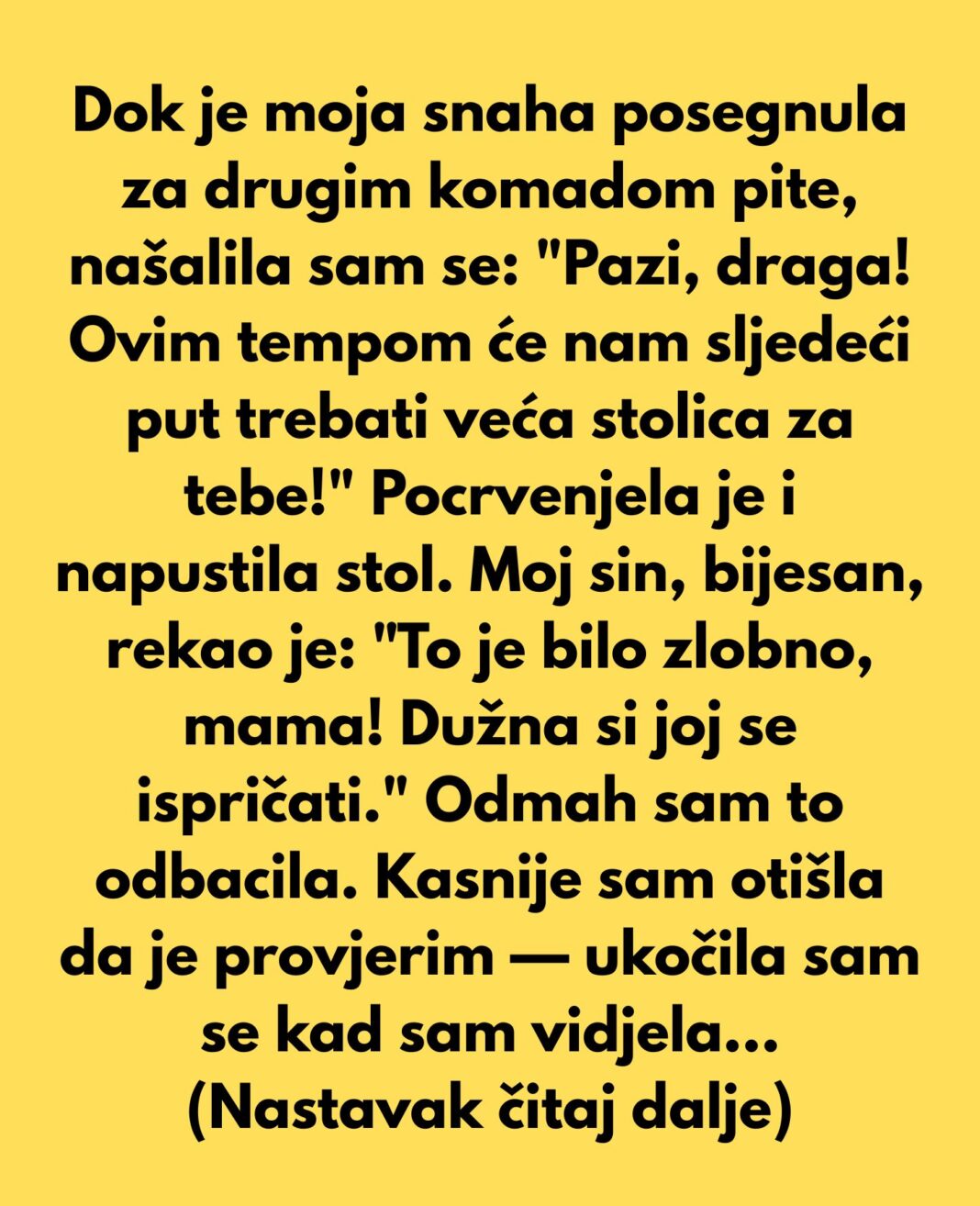 Dala sam bezazlenu primjedbu o težini svoje snahe — sada moja porodica ne želi da razgovara sa mnom - featured image Dala sam bezazlenu primjedbu o težini svoje snahe — sada moja porodica ne želi da razgovara sa mnom - featured image