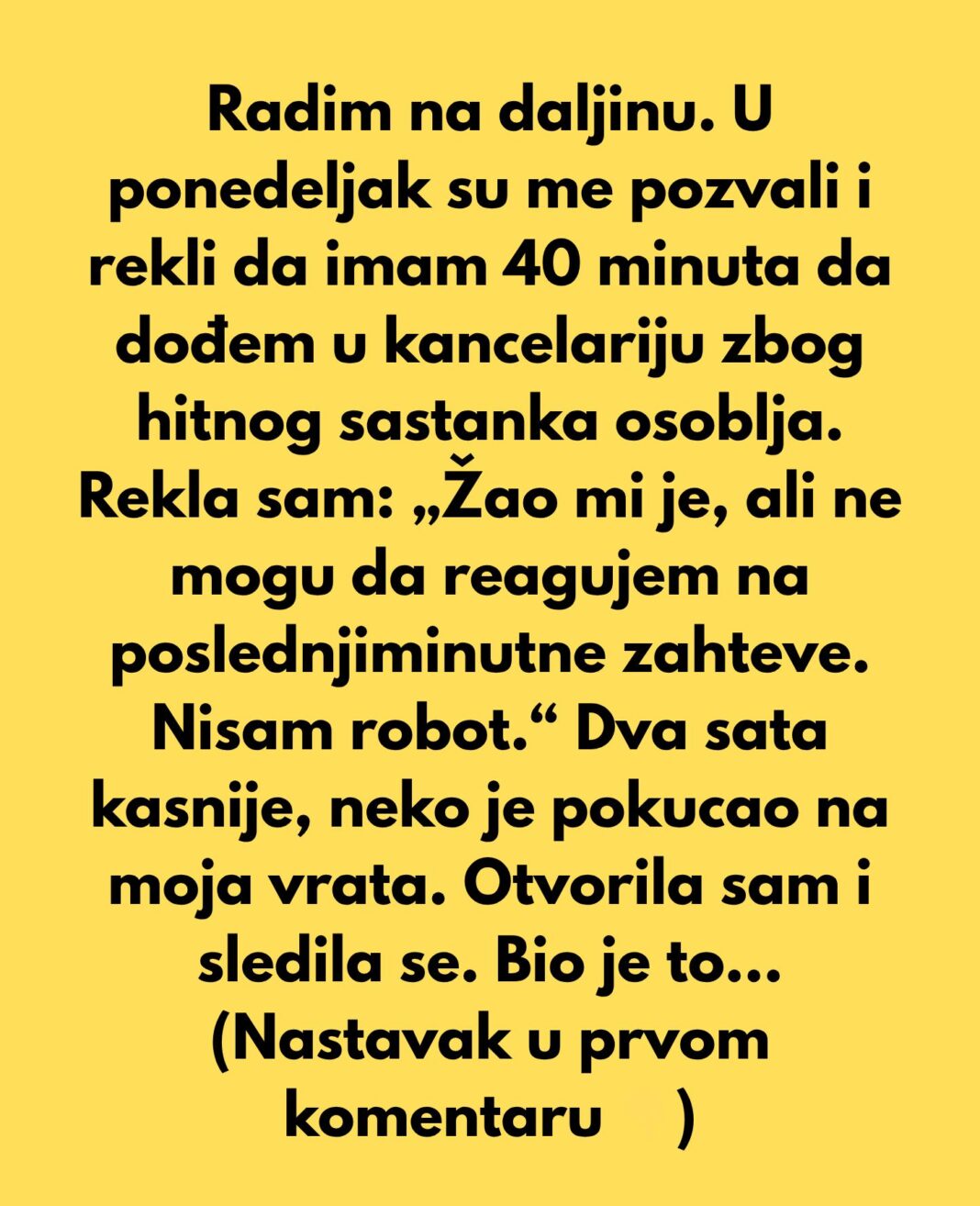 „Odbila sam da dođem na hitan sastanak jer radim na daljinu — sada se umešao HR.“ - featured image