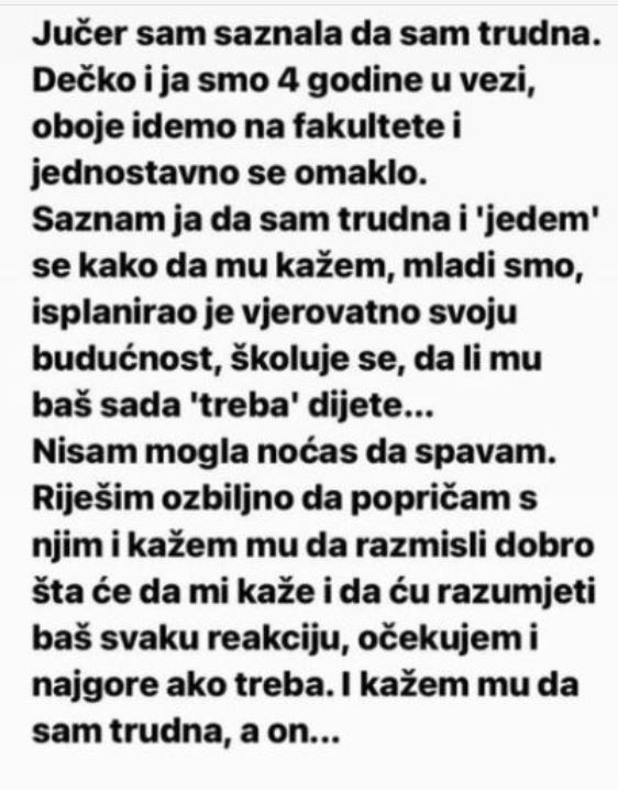 Ostala je TRUDNA i rešila je da KAŽE dečku ali ono ŠTO joj je REKAO nakon TOGA će PAMTITI dok je ŽIVA! - featured image Ostala je TRUDNA i rešila je da KAŽE dečku ali ono ŠTO joj je REKAO nakon TOGA će PAMTITI dok je ŽIVA! - featured image