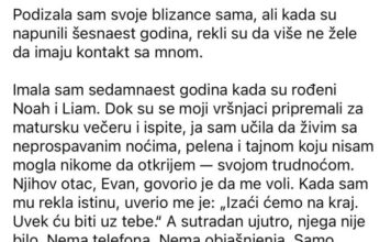 Sama sam odgajala svoje blizance, ali kada su napunili šesnaest godina, rekli su da ne žele da razgovaraju sa mnom. Sama sam odgajala svoje blizance, ali kada su napunili šesnaest godina, rekli su da ne žele da razgovaraju sa mnom. - featured image