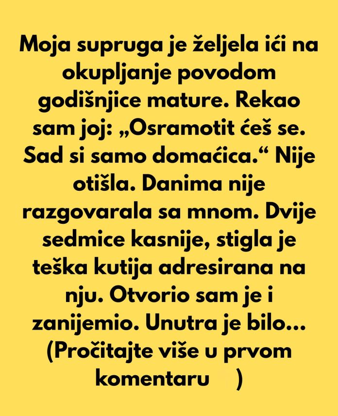 Moja supruga je željela prisustvovati okupljanju povodom godišnjice mature. - featured image Moja supruga je željela prisustvovati okupljanju povodom godišnjice mature. - featured image