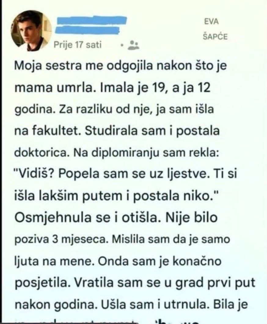 Sestra koja je žrtvovala svoje snove da bih ja imao budućnost: Priča o ljubavi, odricanju i zahvalnosti - featured image Sestra koja je žrtvovala svoje snove da bih ja imao budućnost: Priča o ljubavi, odricanju i zahvalnosti - featured image