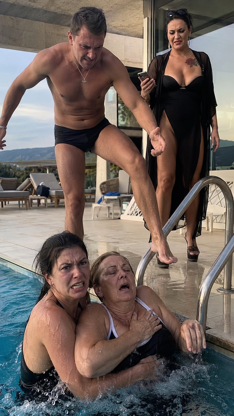 Bahata žena naredila da svekrvu drže u hotelskom bazenu — nije znala da pred njom stoje vlasnica lanca i prava supruga njenog „muža“ - featured image Bahata žena naredila da svekrvu drže u hotelskom bazenu — nije znala da pred njom stoje vlasnica lanca i prava supruga njenog „muža“ - featured image