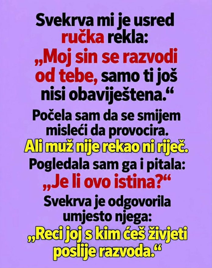 Svekrva mi je usred ručka rekla da se njen sin razvodi od mene - featured image Svekrva mi je usred ručka rekla da se njen sin razvodi od mene - featured image