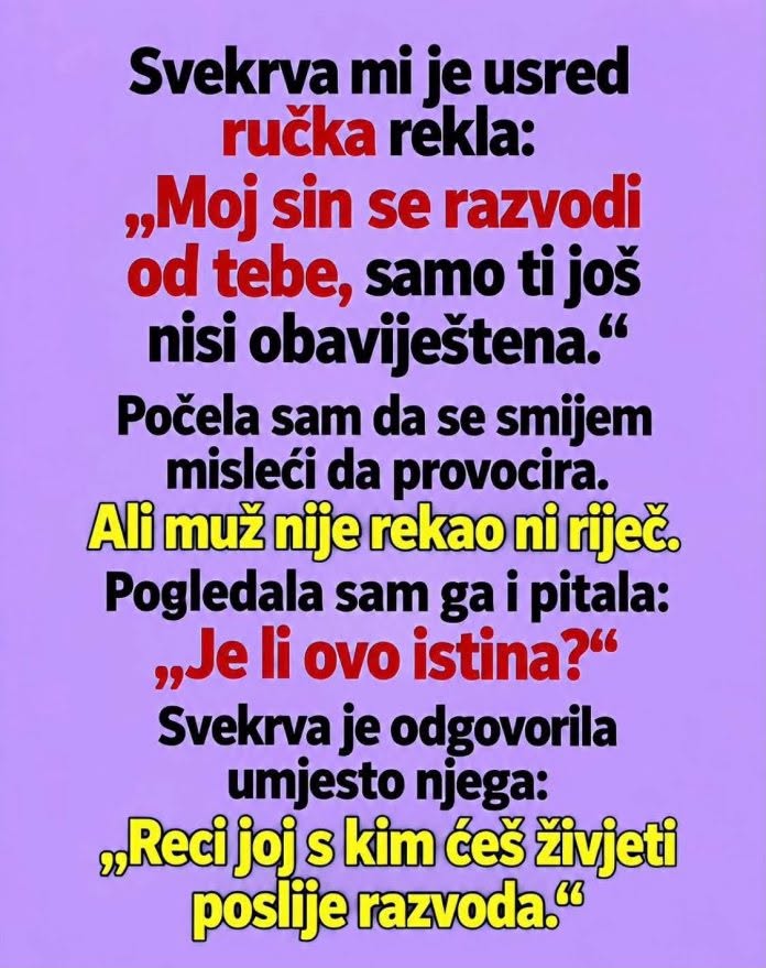 Svekrva mi je usred ručka rekla da se njen sin razvodi od mene - featured image Svekrva mi je usred ručka rekla da se njen sin razvodi od mene - featured image